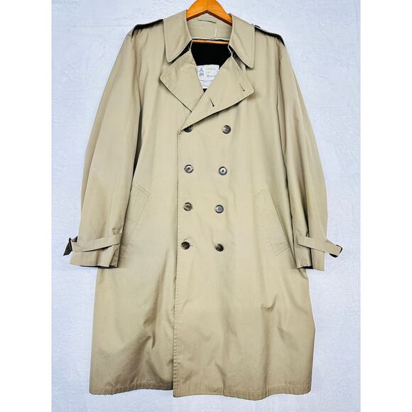 Vintage London Fog Maincoats‎ Classic Mens 44L Detachable Liner Trench Coat Tan - Picture 8 of 14